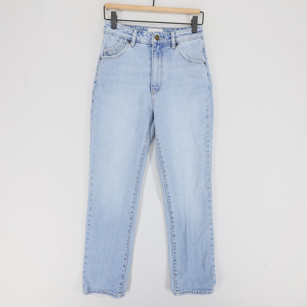 Rollas Original Straight Jeans Womens 26 Light Blue High Rise Stretch Denim